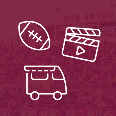 cartoon football movie screen and food truck