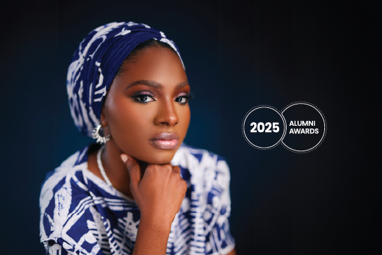 Headshot of young woman in traditional dress of Nigerian women