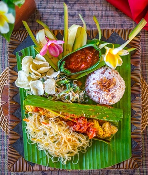 A plate of Indonesian Food