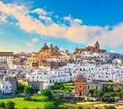 An Italian city perched up on a hill